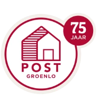 Logo Warenhuis Post Groenlo, 75 jaar